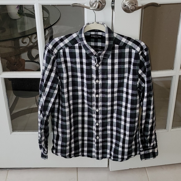 Kenneth Cole New York Green & Navy Flannel Shirt - Picture 5 of 12